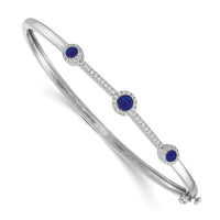 14k White Gold Diamond and Cabochon Sapphire Bangle-BM4031-SA-025-WA