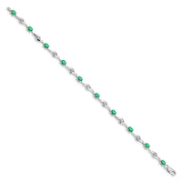 14k White Gold White Sapphire and Emerald Gemstone Bracelet-BM4473-EM-W
