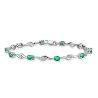 14k White Gold White Sapphire and Emerald Gemstone Bracelet-BM4473-EM-W