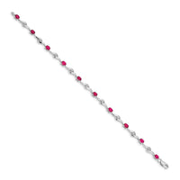 14k White Gold White Sapphire and Ruby Bracelet-BM4473-RU-W
