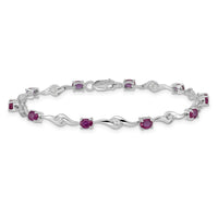 14k White Gold White Sapphire and Ruby Bracelet-BM4473-RU-W