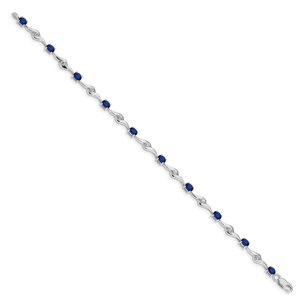14k White Gold Blue Sapphire/White Sapphire Bracelet-BM4473-SA-W