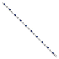 14k White Gold Blue Sapphire/White Sapphire Bracelet-BM4473-SA-W
