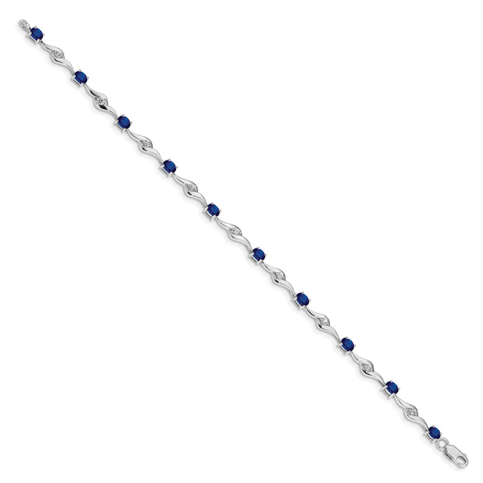 14k White Gold Blue Sapphire/White Sapphire Bracelet-BM4473-SA-W