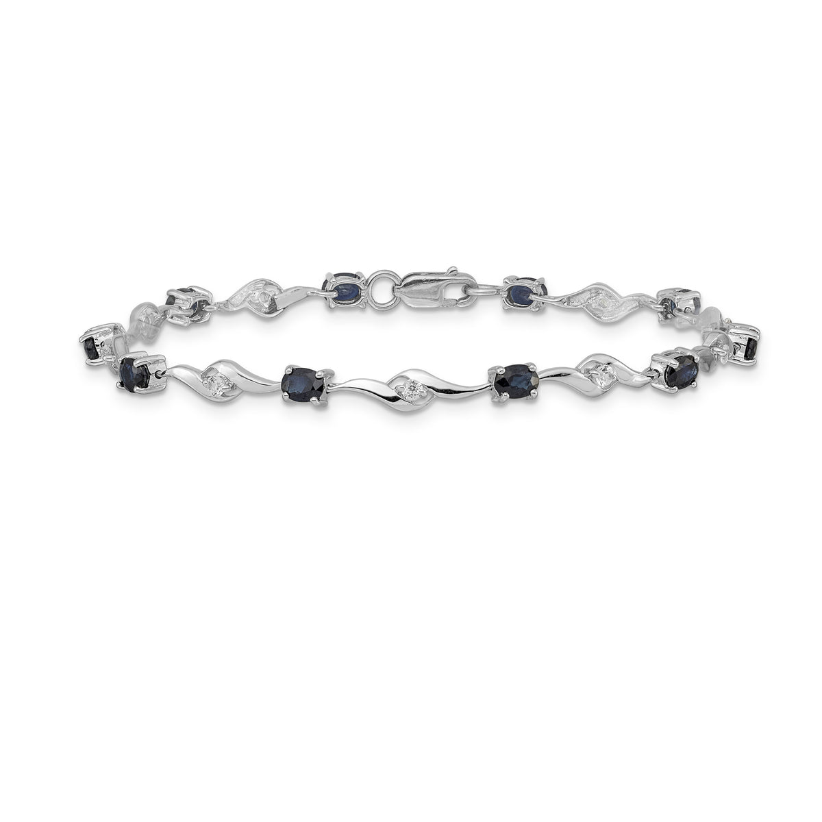 14k White Gold Blue Sapphire/White Sapphire Bracelet-BM4473-SA-W