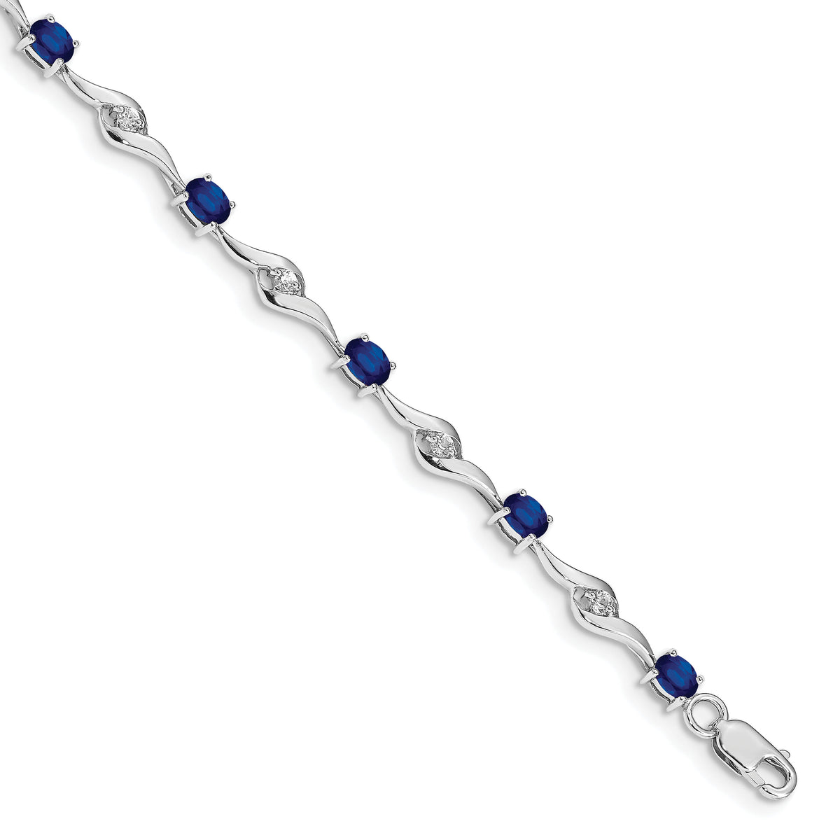 14k White Gold Blue Sapphire/White Sapphire Bracelet-BM4473-SA-W