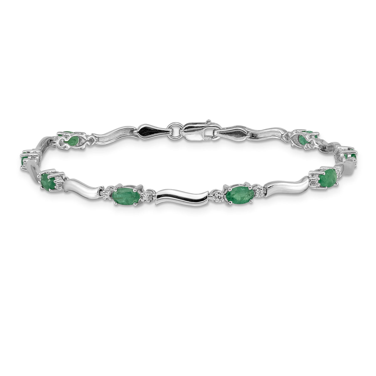 14k White Gold Diamond and Emerald Bracelet-BM4474-EM-001-WA
