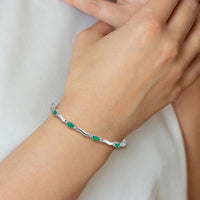 14k White Gold Diamond and Emerald Bracelet-BM4474-EM-001-WA