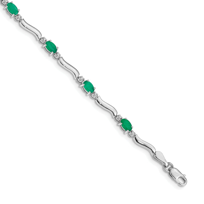 14k White Gold Diamond and Emerald Bracelet-BM4474-EM-001-WA