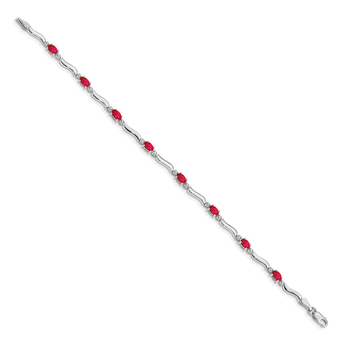 14k White Gold Diamond and Ruby Bracelet-BM4474-RU-001-WA