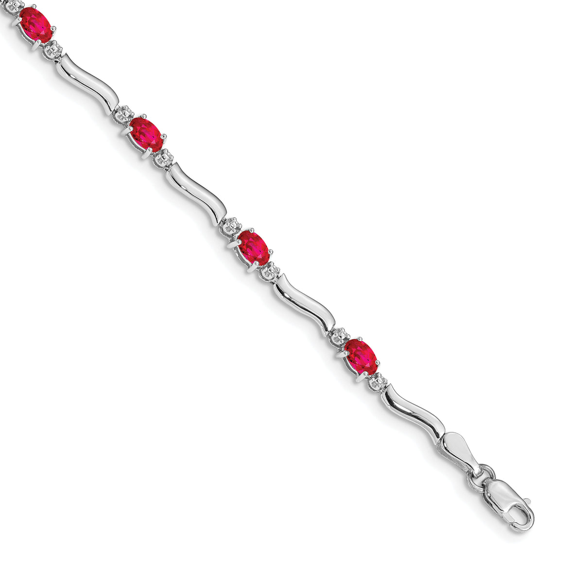 14k White Gold Diamond and Ruby Bracelet-BM4474-RU-001-WA