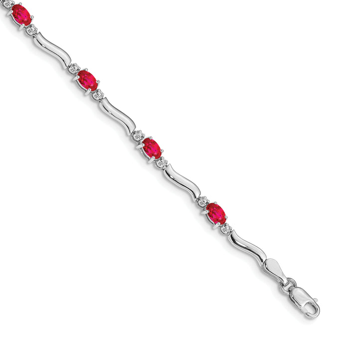 14k White Gold Diamond and Ruby Bracelet-BM4474-RU-001-WA