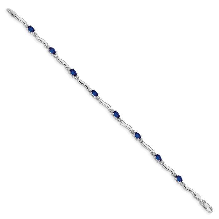 14k White Gold Diamond and Sapphire Bracelet-BM4474-SA-001-WA