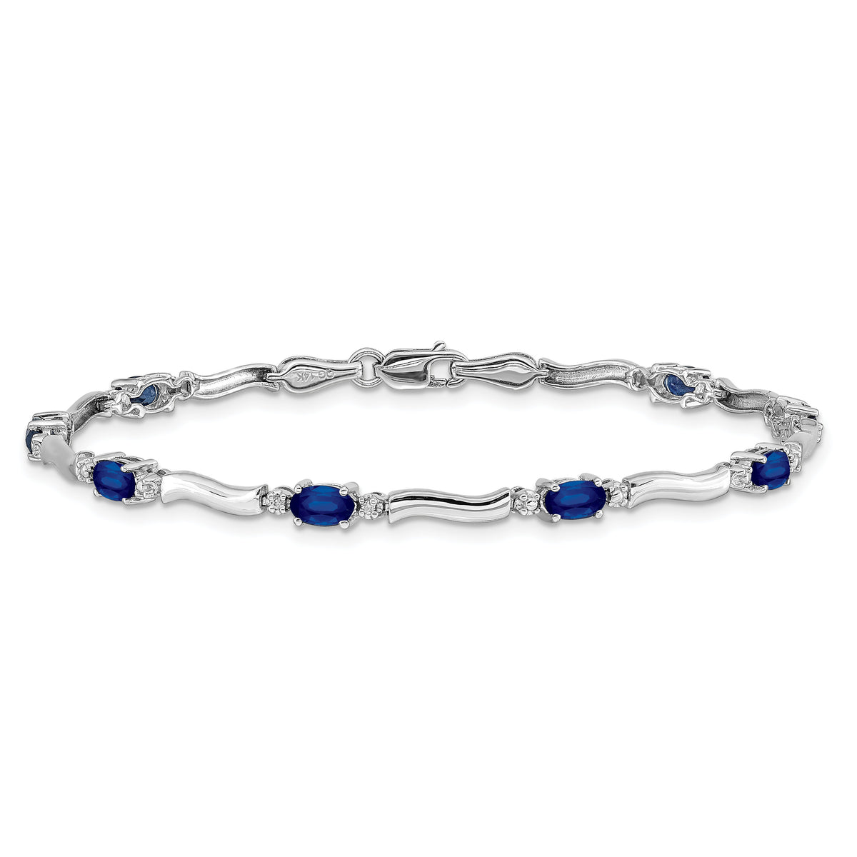 14k White Gold Diamond and Sapphire Bracelet-BM4474-SA-001-WA