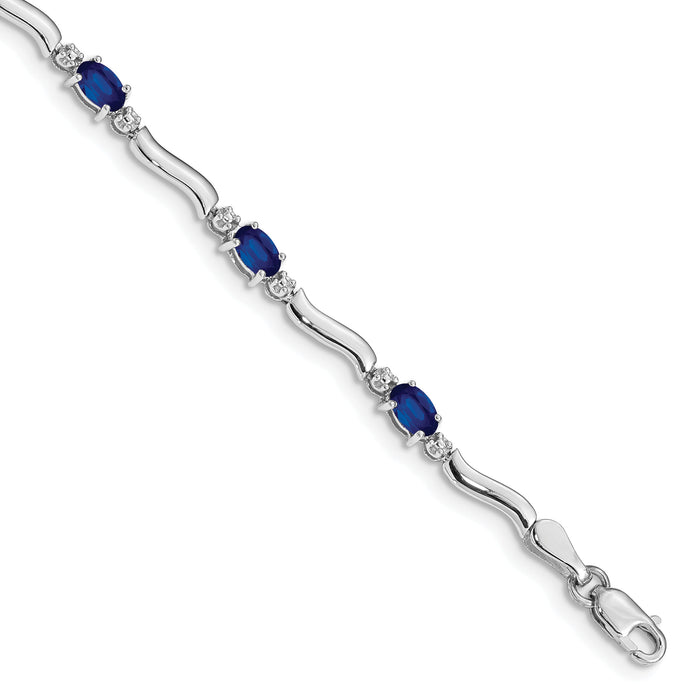 14k White Gold Diamond and Sapphire Bracelet-BM4474-SA-001-WA
