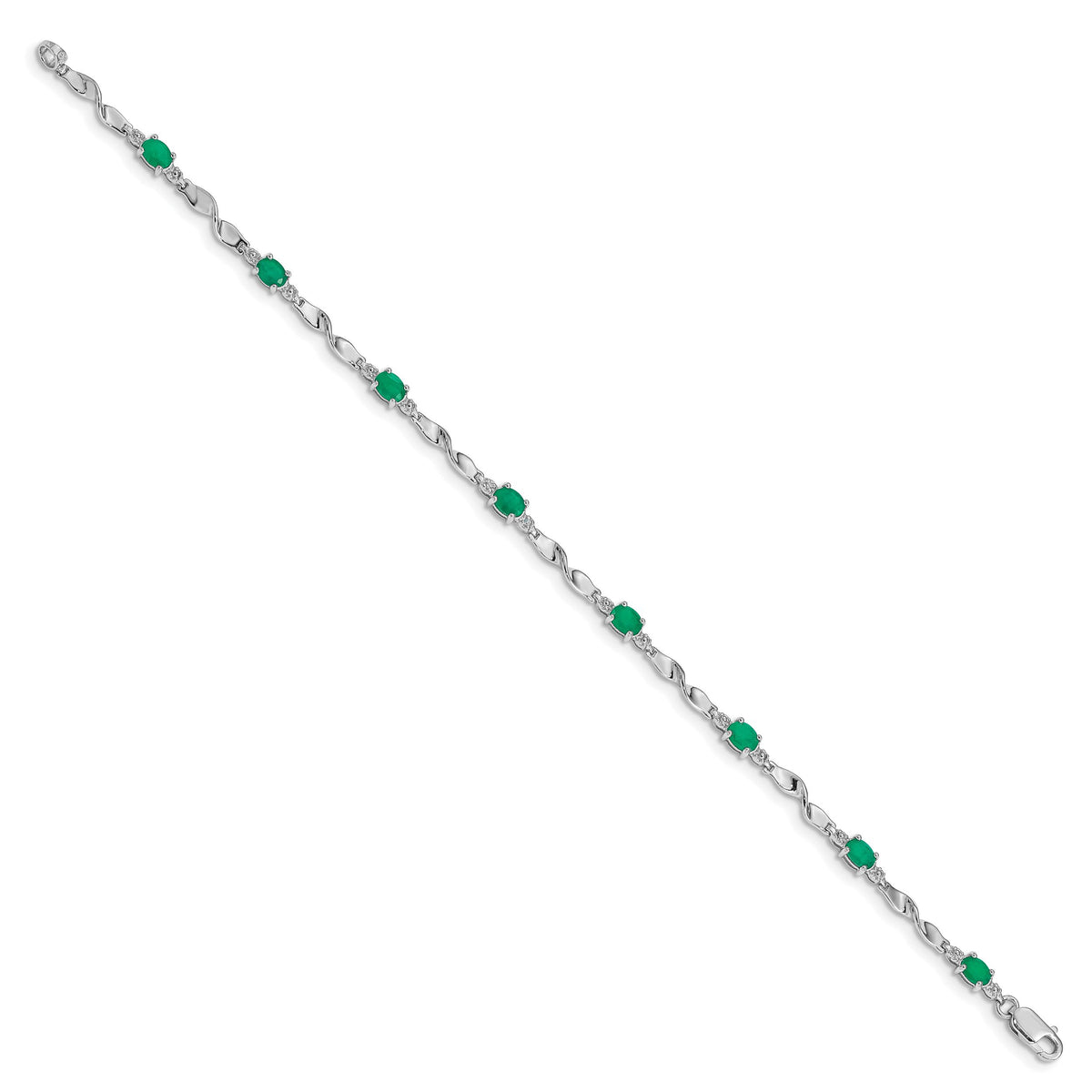14k White Gold Diamond and Emerald Bracelet-BM4475-EM-001-WA