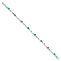 14k White Gold Diamond and Emerald Bracelet-BM4475-EM-001-WA