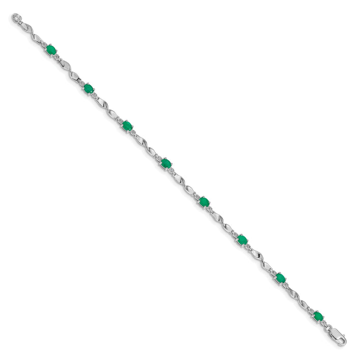 14k White Gold Diamond and Emerald Bracelet-BM4475-EM-001-WA