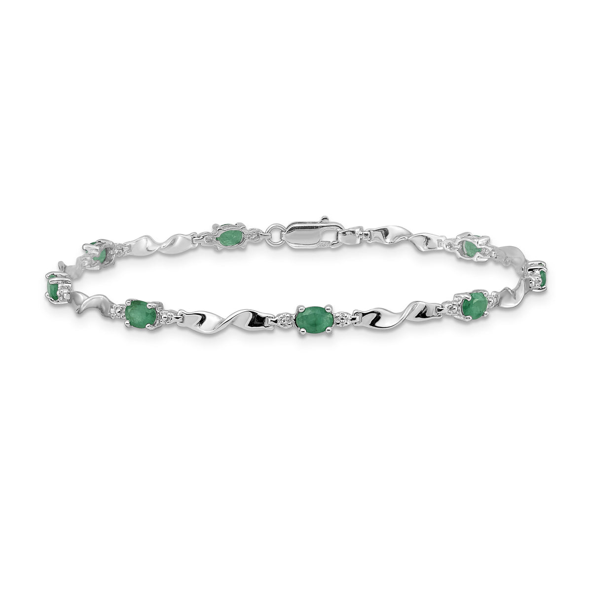 14k White Gold Diamond and Emerald Bracelet-BM4475-EM-001-WA