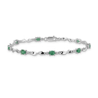 14k White Gold Diamond and Emerald Bracelet-BM4475-EM-001-WA