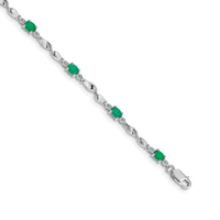 14k White Gold Diamond and Emerald Bracelet-BM4475-EM-001-WA