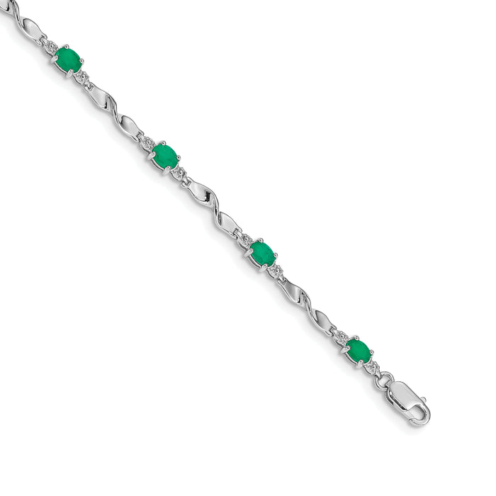 14k White Gold Diamond and Emerald Bracelet-BM4475-EM-001-WA
