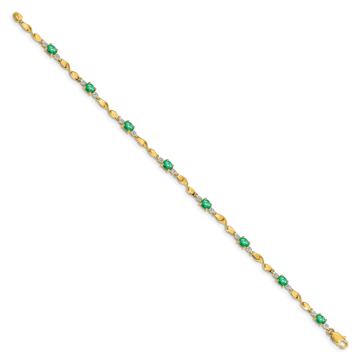 14k Diamond and Oval Emerald Bracelet-BM4475-EM-001-YA
