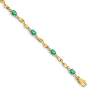 14k Diamond and Oval Emerald Bracelet-BM4475-EM-001-YA