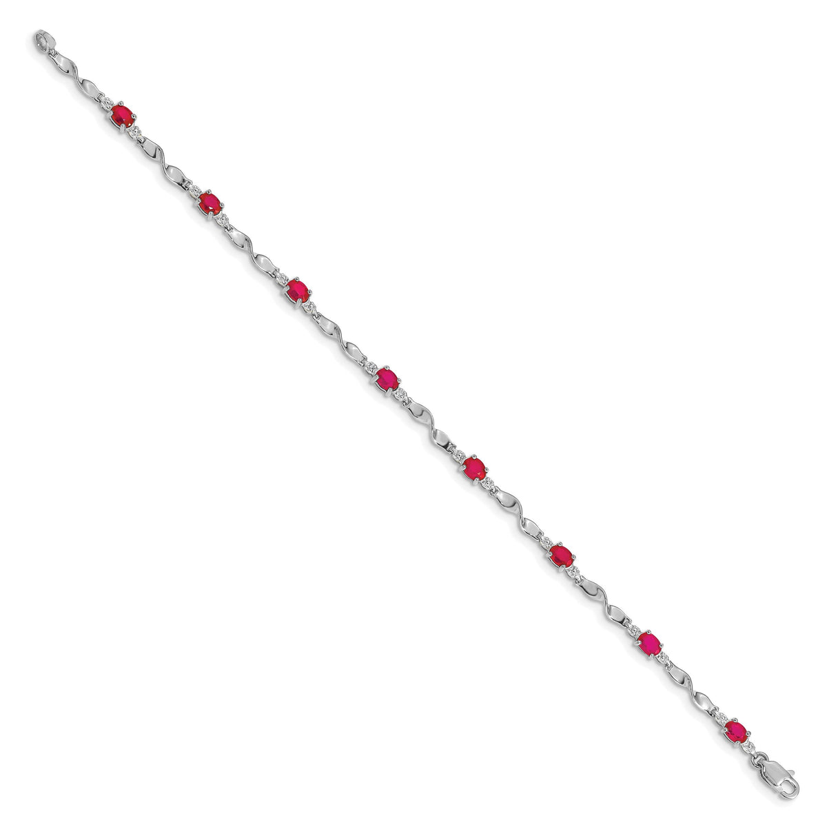 14k White Gold Diamond and Ruby Bracelet-BM4475-RU-001-WA