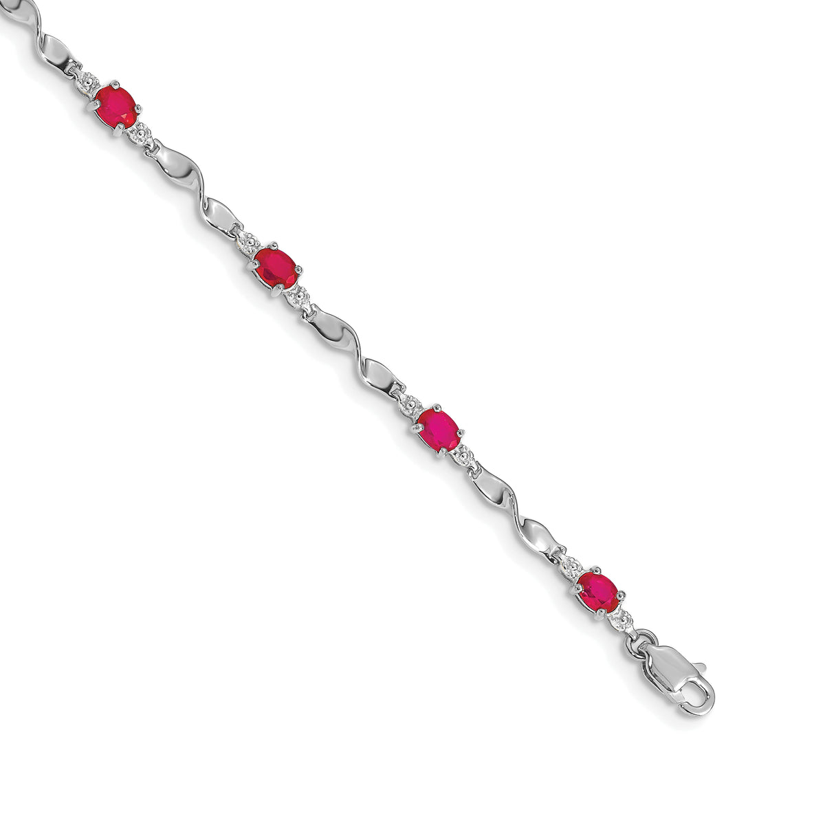 14k White Gold Diamond and Ruby Bracelet-BM4475-RU-001-WA