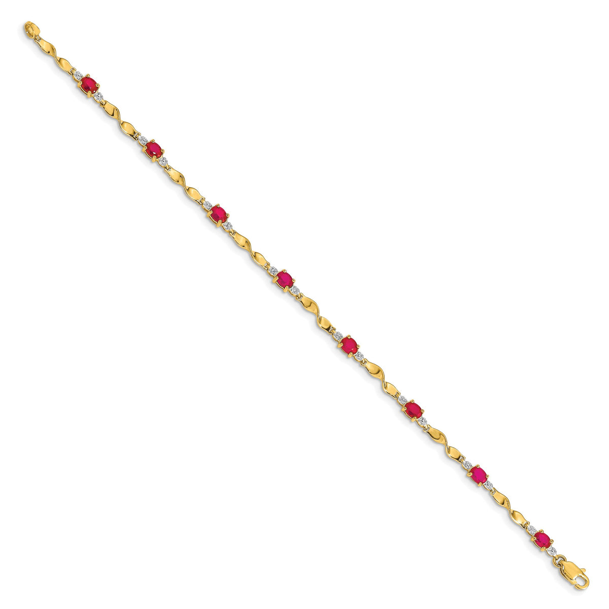 14k Diamond and Oval Ruby Bracelet-BM4475-RU-001-YA