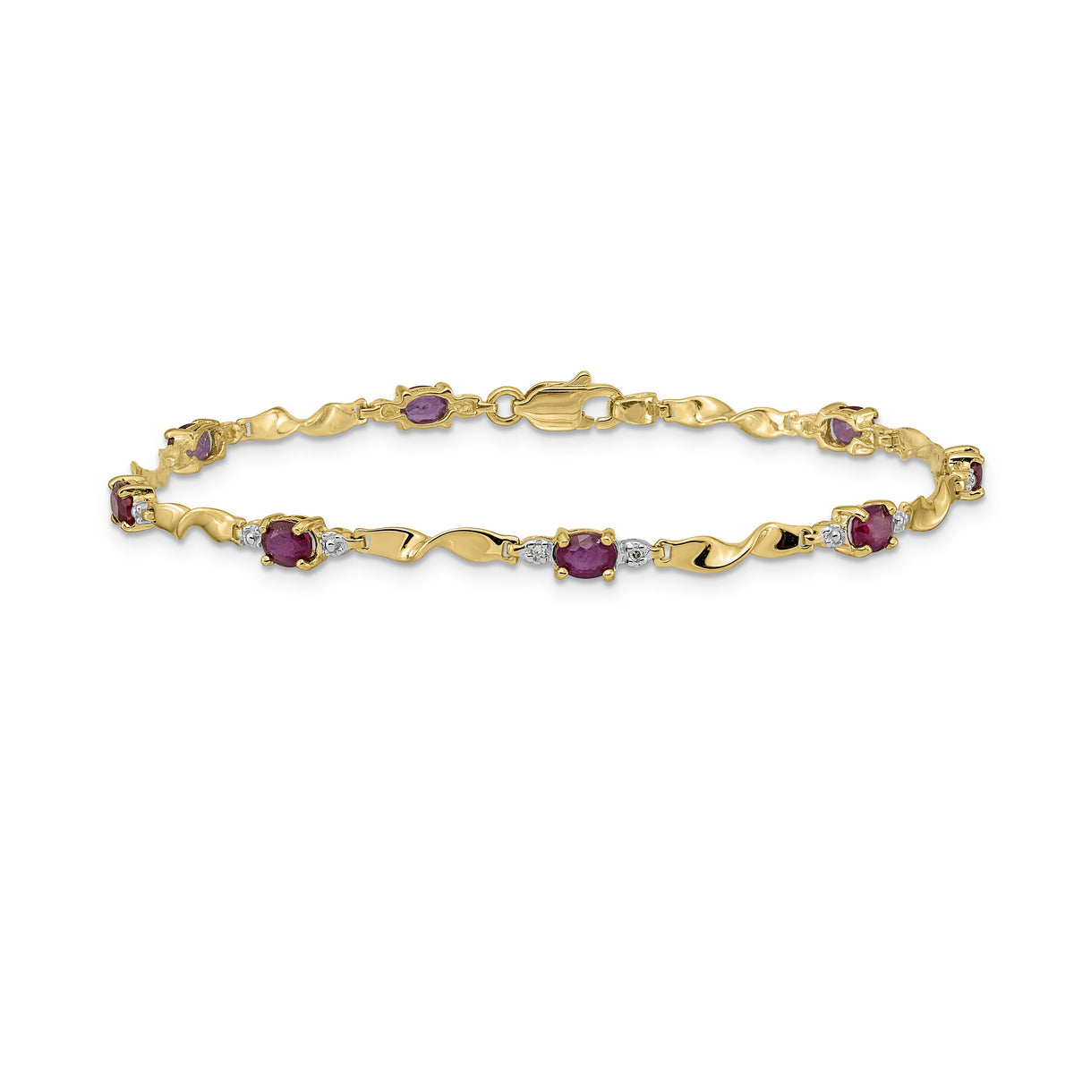 14k Diamond and Oval Ruby Bracelet-BM4475-RU-001-YA