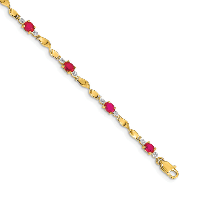 14k Diamond and Oval Ruby Bracelet-BM4475-RU-001-YA