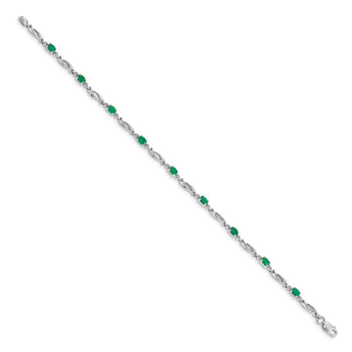 14k White Gold Diamond and Emerald Bracelet-BM4476-EM-001-WA