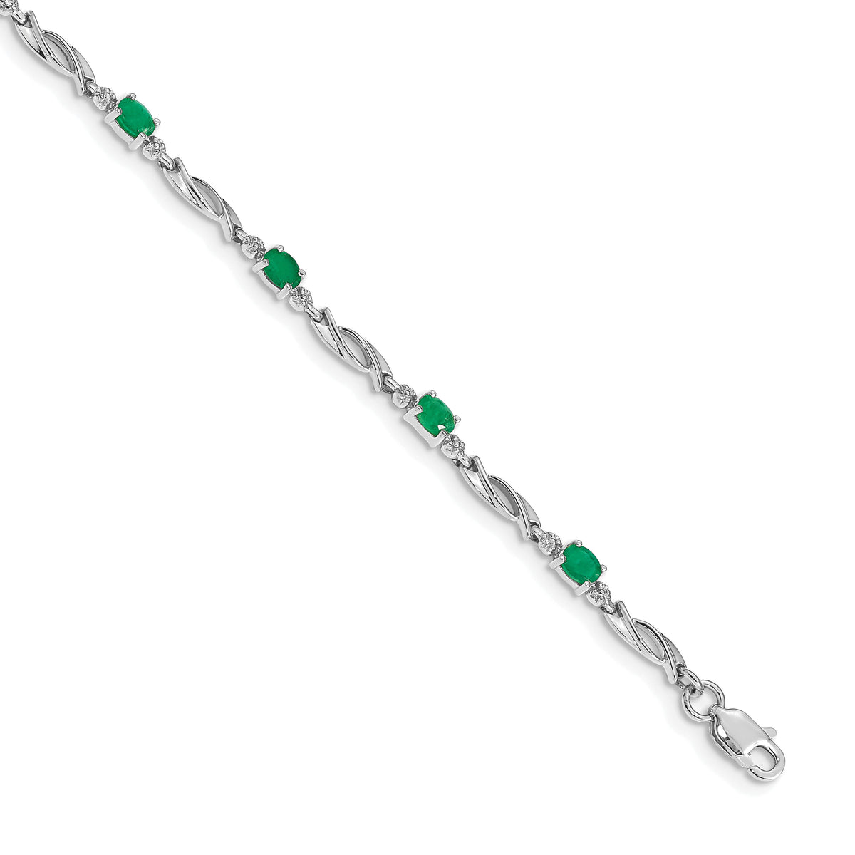 14k White Gold Diamond and Emerald Bracelet-BM4476-EM-001-WA