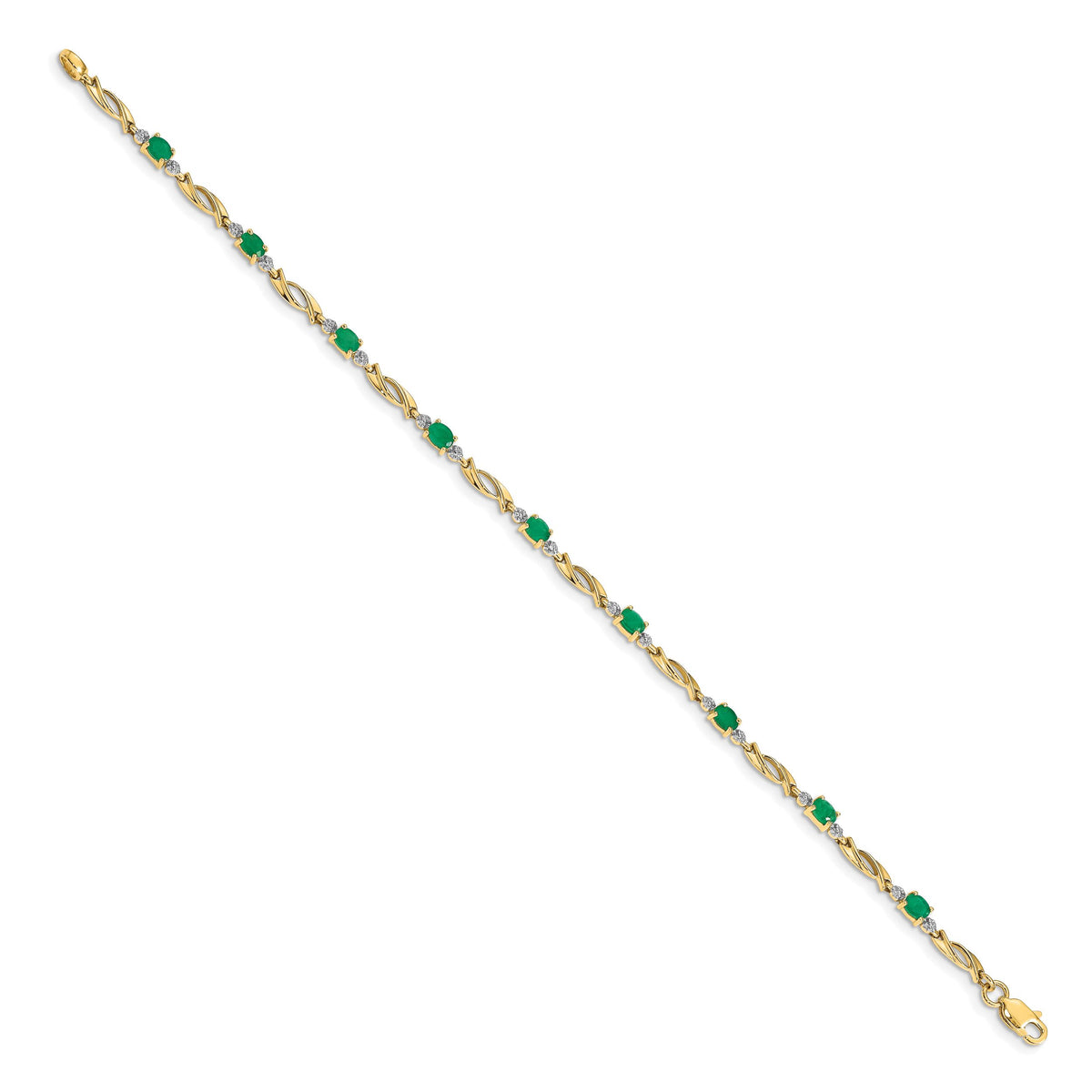 14k Diamond and Oval Emerald Bracelet-BM4476-EM-001-YA