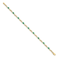 14k Diamond and Oval Emerald Bracelet-BM4476-EM-001-YA