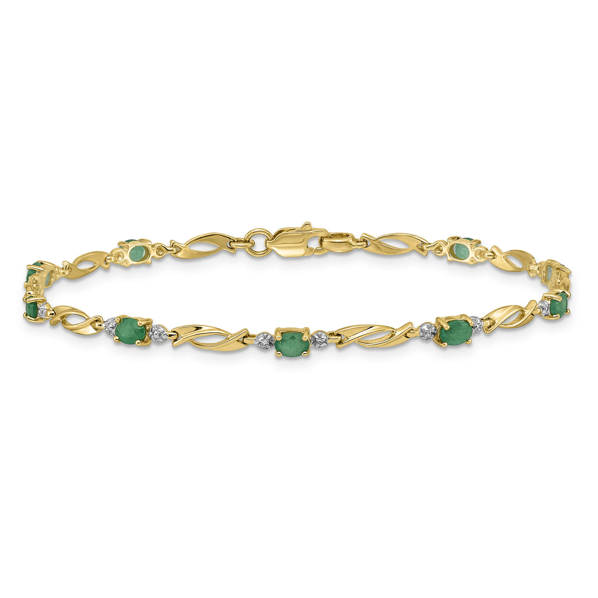 14k Diamond and Oval Emerald Bracelet-BM4476-EM-001-YA