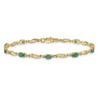 14k Diamond and Oval Emerald Bracelet-BM4476-EM-001-YA