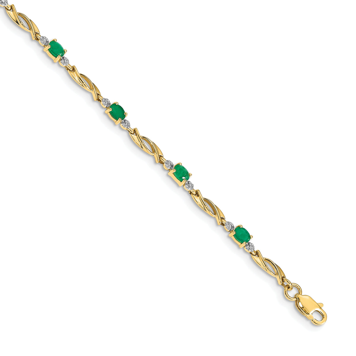 14k Diamond and Oval Emerald Bracelet-BM4476-EM-001-YA