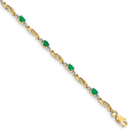 14k Diamond and Oval Emerald Bracelet-BM4476-EM-001-YA