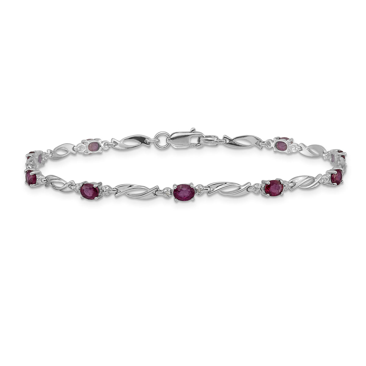 14k White Gold Diamond and Ruby Bracelet-BM4476-RU-001-WA