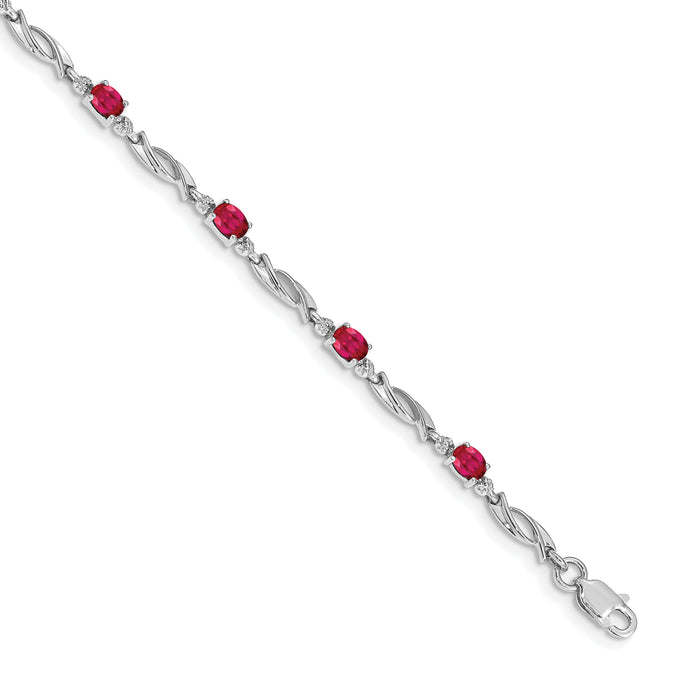 14k White Gold Diamond and Ruby Bracelet-BM4476-RU-001-WA