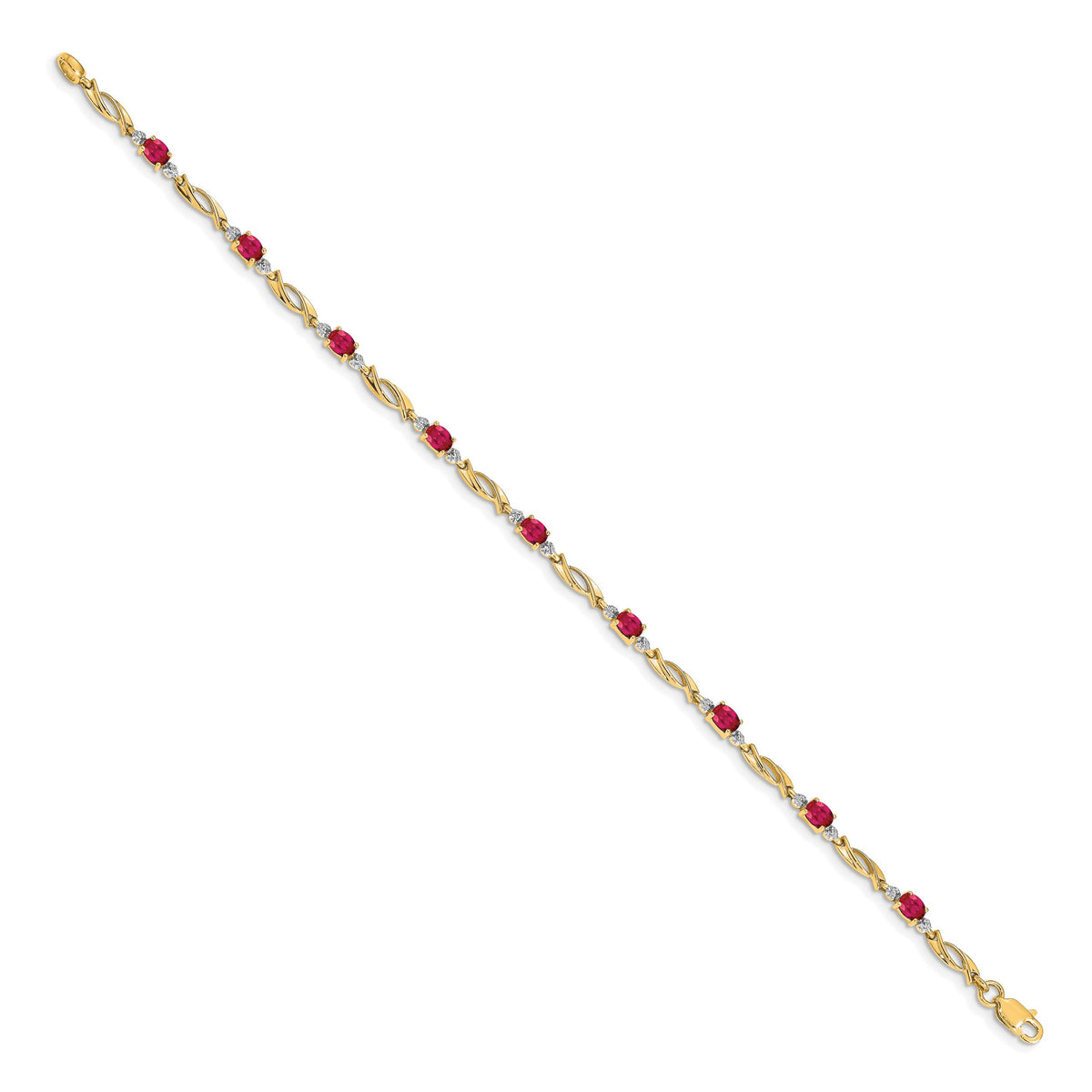 14k Diamond and Oval Ruby Bracelet-BM4476-RU-001-YA
