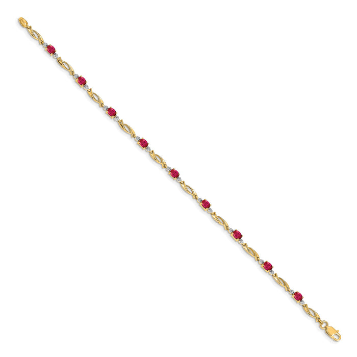 14k Diamond and Oval Ruby Bracelet-BM4476-RU-001-YA