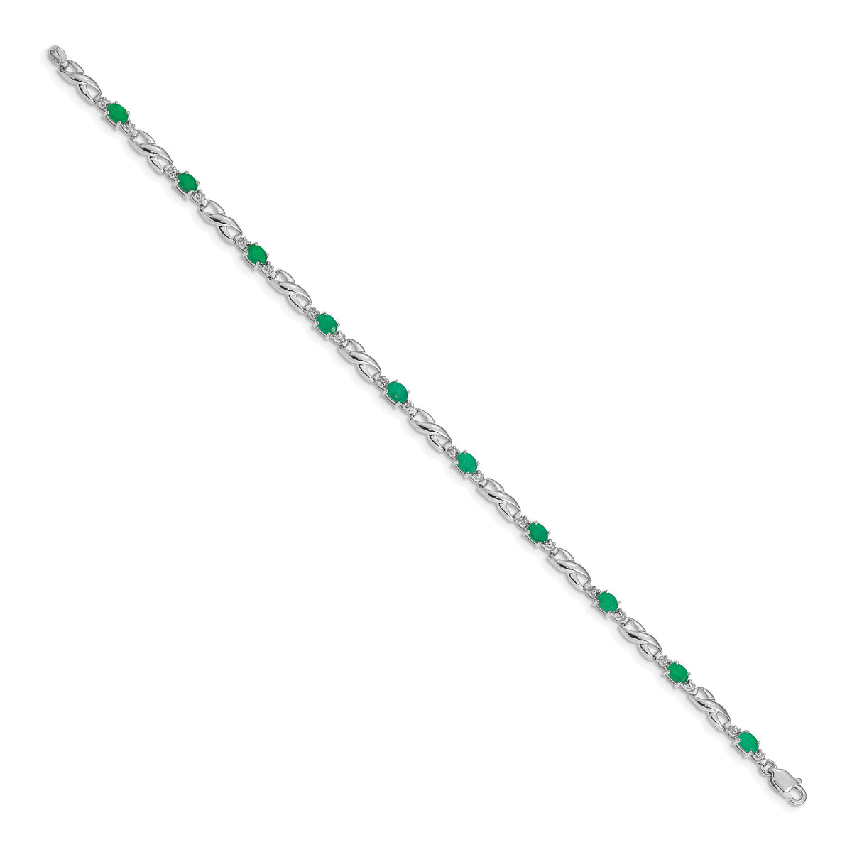 14k White Gold Diamond and Emerald Bracelet-BM4477-EM-001-WA