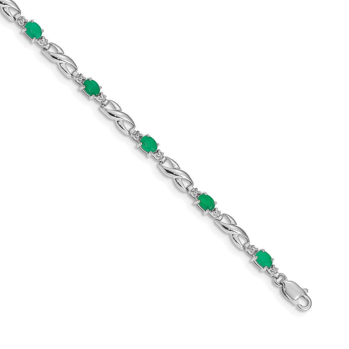 14k White Gold Diamond and Emerald Bracelet-BM4477-EM-001-WA