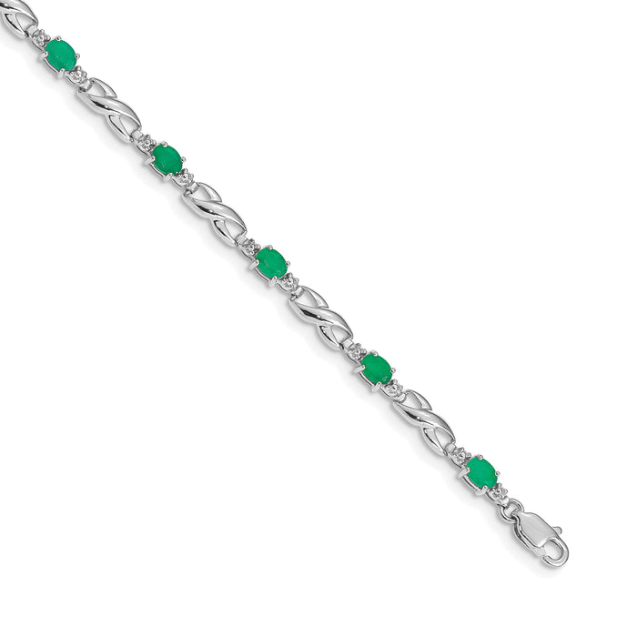 14k White Gold Diamond and Emerald Bracelet-BM4477-EM-001-WA