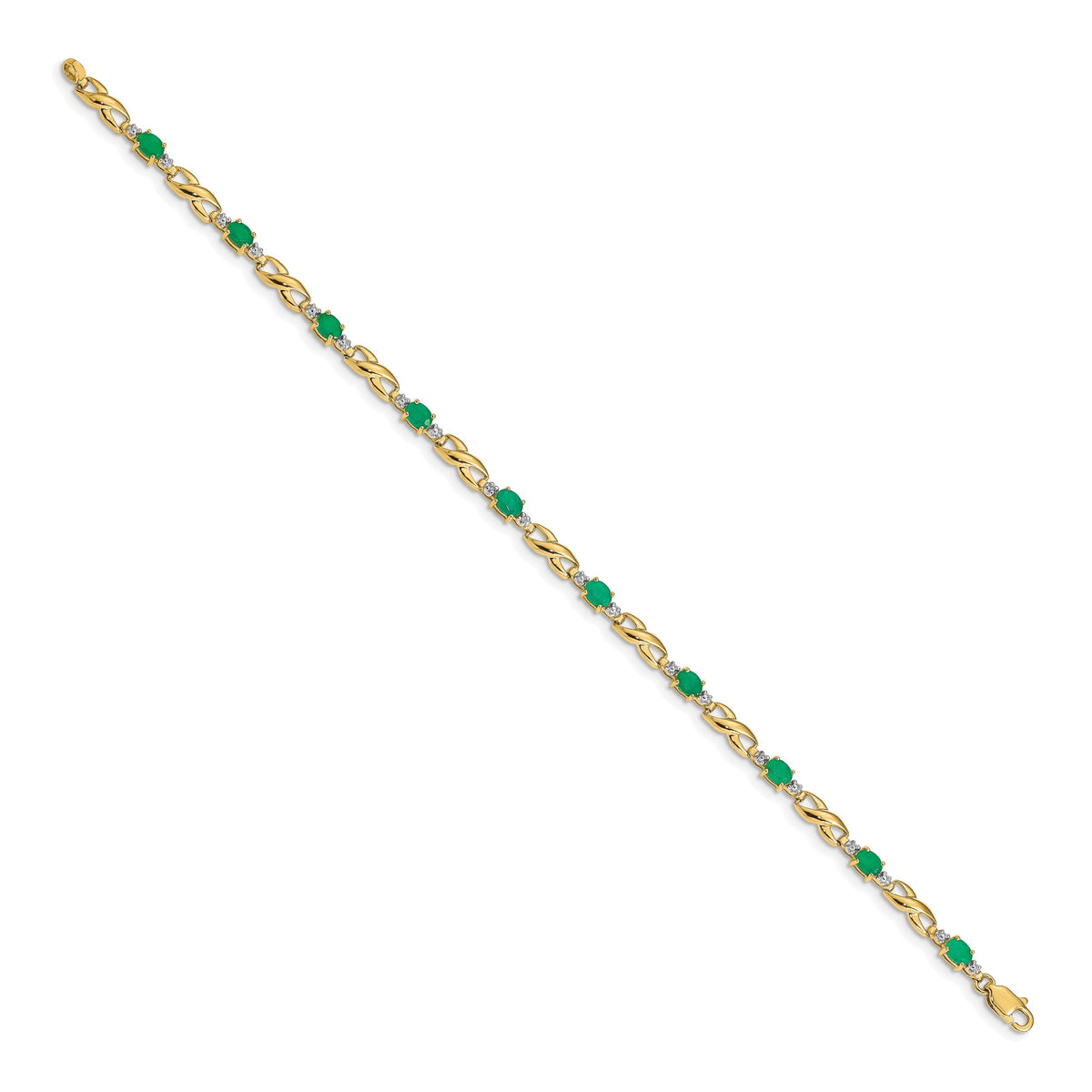 14k Diamond and Oval Emerald Bracelet-BM4477-EM-001-YA