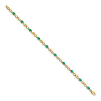 14k Diamond and Oval Emerald Bracelet-BM4477-EM-001-YA
